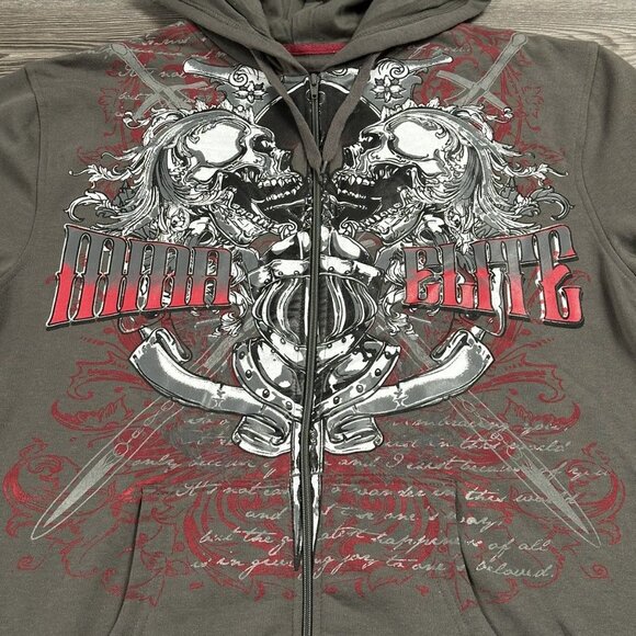 Crazy Vintage Y2K MMA Elite Affliction Style Grunge Zip Hoodie - Picture 2 of 4